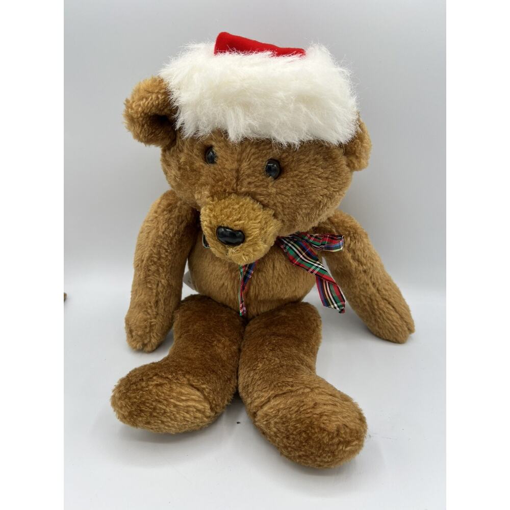 Vintage Hallmark 1984 Beau Bear Plush w Christmas Santa Hat 14" Teddy